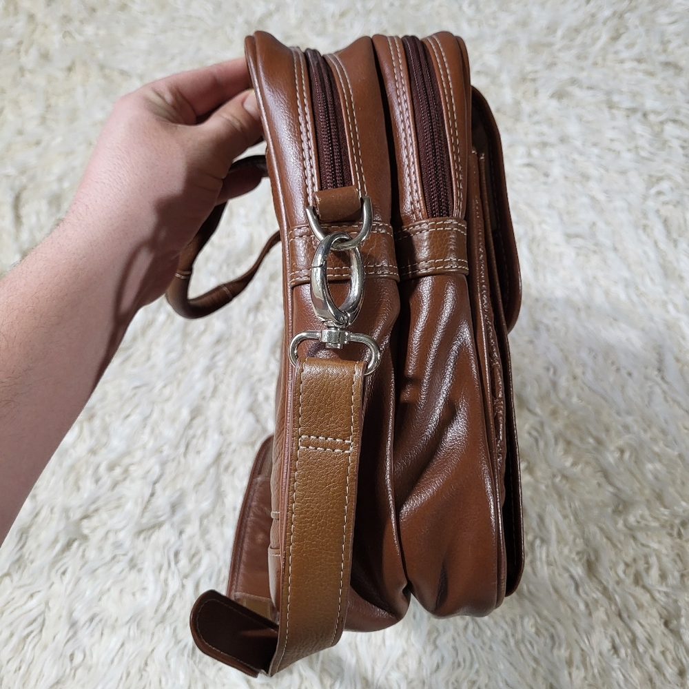 McKlein USA Kenwood 16" Leather Double Compartment Laptop Briefcase - Brown - Picture 8 of 16